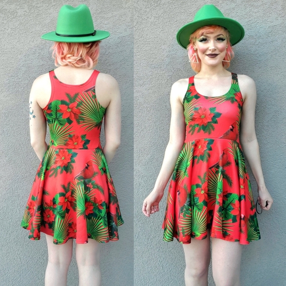 Shinesty Christmas Cardinal Green & Red Mini Spandex Sleeveless Dress - Picture 1 of 14